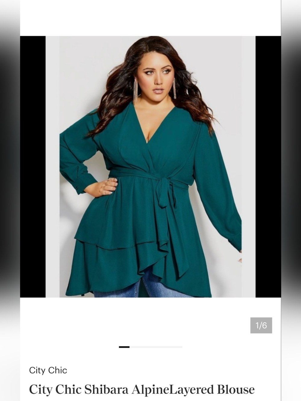 City Chic Teal Layered Wrap Blouse